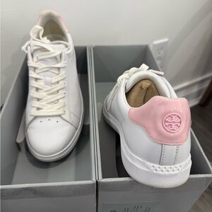 Tory Burch White and Pink smooth leather Sneakers